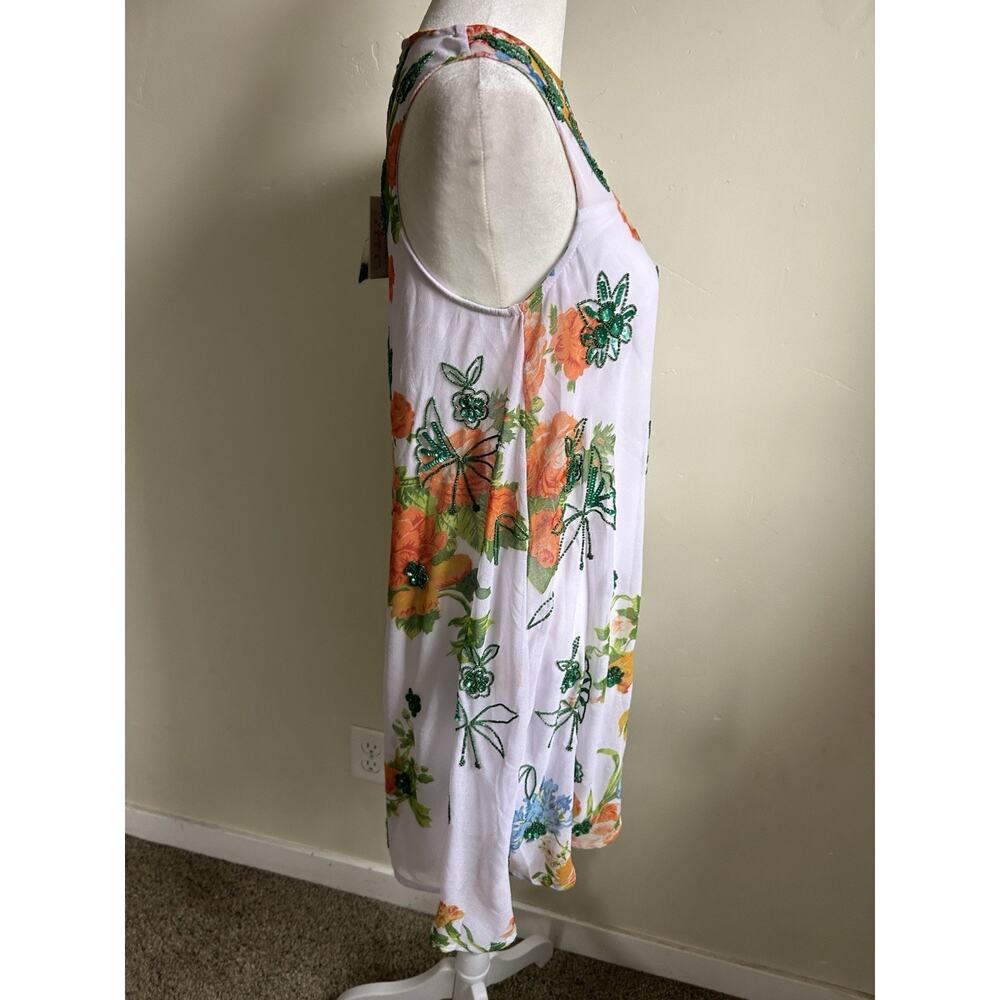 Raga Anthropologie Beaded Sequin Floral Mini Dress S Sleeveless Boho NWT - Picture 8 of 16